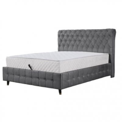 Pat Tapitat Cu Somiera Rabatabila Saint Tropez, Gri inchis, Dimensiune Saltea 120 x 200 Cm