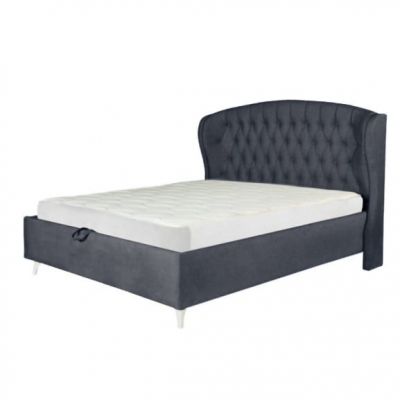 Pat Tapitat Cu Somiera Rabatabila Verona, Gri Inchis, Dimensiune Saltea 180 x 200 Cm