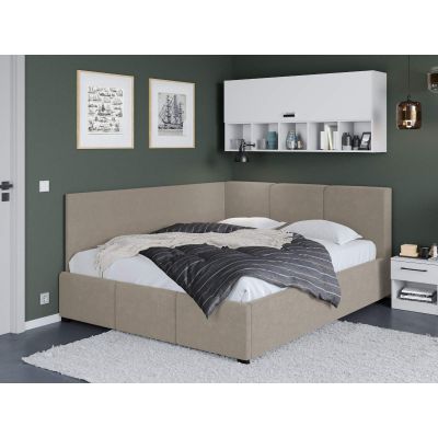 Pat Tapitat de colt Avelis cu somiera fixa Bej-Swing 2 160x200