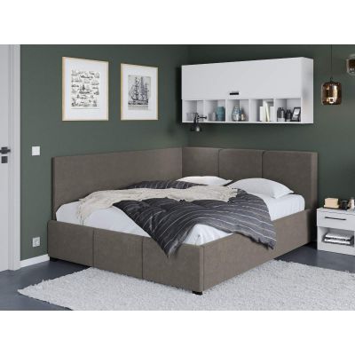 Pat Tapitat de colt Avelis cu somiera fixa Cappuccino - Swing 4 160x200