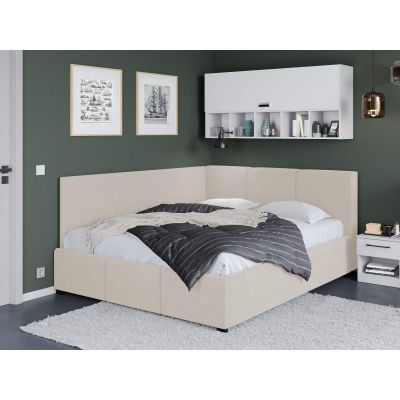 Pat Tapitat de colt Avelis cu somiera fixa Crem - Swing 1 160x200