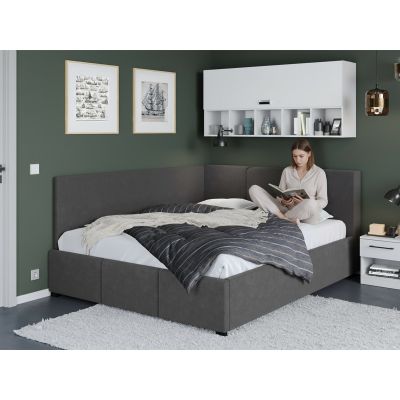 Pat Tapitat de colt Avelis cu somiera fixa Gri antracit - Swing 19 140x200