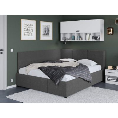 Pat Tapitat de colt Avelis cu somiera fixa Gri antracit - Swing 19 160x200