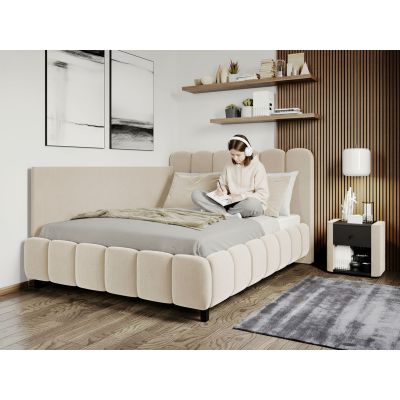 Pat Tapitat de colt Bari cu somiera fixa Crem - Velluto 2 120x200