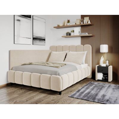 Pat Tapitat de colt Bari cu somiera fixa Crem - Velluto 2 120x200