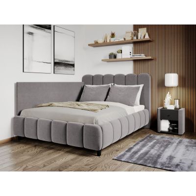 Pat Tapitat de colt Bari cu somiera fixa Gri - Velluto 16 120x200