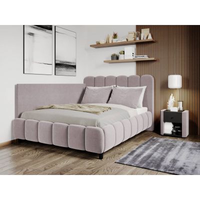 Pat Tapitat de colt Bari cu somiera fixa Roz - Velluto 14 120x200