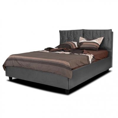 Pat Tapitat Milano, Dimensiune Saltea 140 x 200 Cm, Cu Somiera Rabatabila, Gri