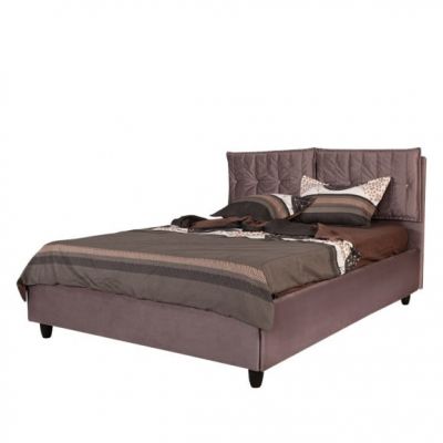 Pat Tapitat Milano, Dimensiune Saltea 140 x 200 Cm, Cu Somiera Rabatabila, Mov