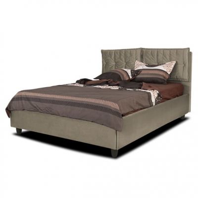 Pat Tapitat Milano, Dimensiune Saltea 180 x 200 Cm, Cu Somiera Rabatabila, Bej