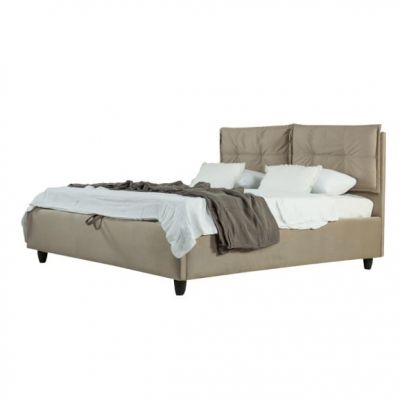 Pat Tapitat Napoli, Dimensiune Saltea 180 x 200 Cm, Cu Somiera Rabatabila, Bej