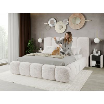 Pat Tapitat Noel tip bubble cu somiera fixa Alb - Rolf 4 140x200