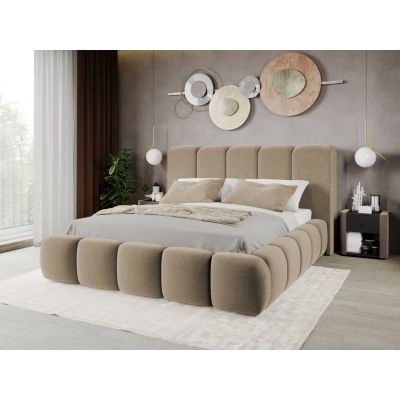 Pat Tapitat Noel tip bubble cu somiera fixa Bej - Velluto 3 180x200