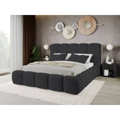 Pat Tapitat Noel tip bubble cu somiera fixa Gri inchis - Rolf 7 140x200