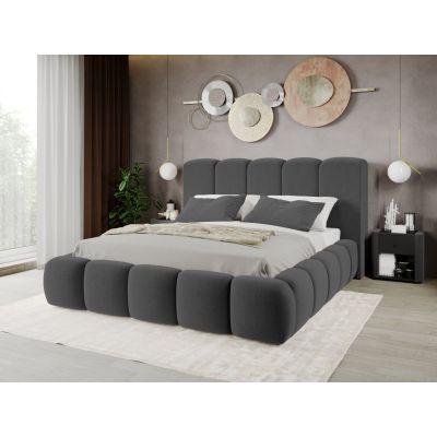 Pat Tapitat Noel tip bubble cu somiera fixa Gri Inchis - Velluto 19 180x200