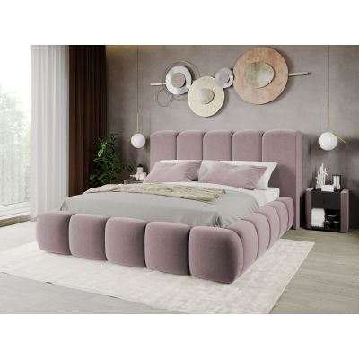 Pat Tapitat Noel tip bubble cu somiera fixa Roz - Velluto 14 140x200