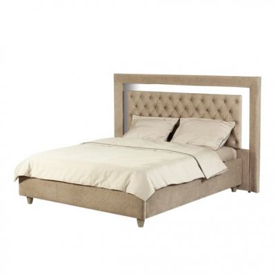 Pat Tapitat Phoenix, Dimensiune Saltea 160 x 200 Cm, Cu Somiera Rabatabila, Gri