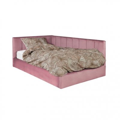 Pat Tapitat Ravel Junior, Dimensiune Saltea 120 x 200 Cm, Somiera Rabatabila Si Panou, Roz
