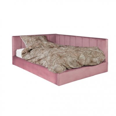 Pat Tapitat Ravel Junior, Dimensiune Saltea 140 x 200 Cm, Somiera Rabatabila Si Panou, Roz