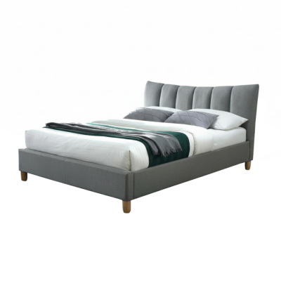 Pat tapitat SANDY, 160x200 cm, cu somiera, gri