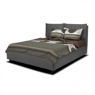 Pat Tapitat Topazio, Dimensiune Saltea 180 x 200 Cm, Cu Somiera Rabatabila, Gri