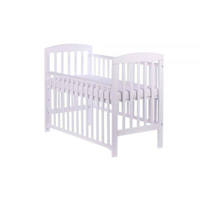 Patut bebe Olek alb din lemn masiv, inaltime reglabila a saltelei, sertar inclus