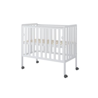 Patut din lemn Nichiduta Bambi Alb 100x50 cm cu laterala culisanta,roti cu blocare,margine din silicon pentru protectie dintisori,design modern,margini rotunjite,3 nivele de reglare somiera,vopsele si materiale sigure