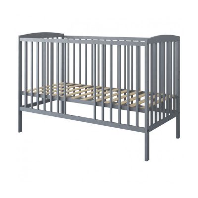 Patut din lemn pana la 4 ani cu somiera reglabila pe 3 nivele de inaltime Nichiduta 120x60 cm Grace Grey