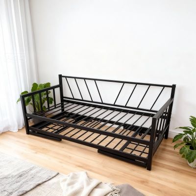 Cadru canapea, Remmie, Negru, 94x198x81 cm