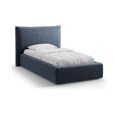 Pat albastru închis tapițat cu spațiu de depozitare cu somieră 90x200 cm Kaelle – Micadoni