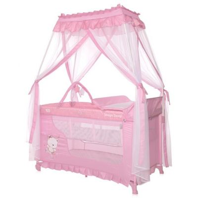 Pat Copii Pliabil Stil Baldachin Magic Sleep Cu Accesorii Mellow Rose Ballerina Bear