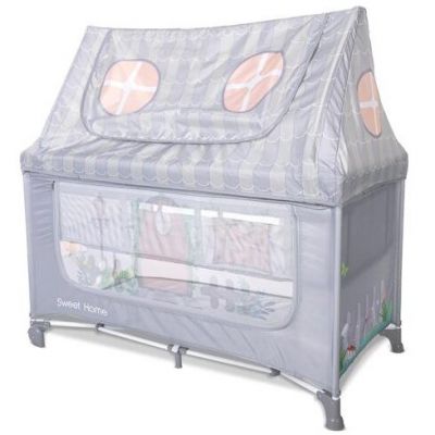 Pat Copii Pliabil Sweet Home 2 Nivele Capotina Detasabila Grey