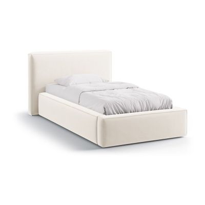 Pat crem tapițat cu spațiu de depozitare cu somieră 90x200 cm Jodie – Micadoni