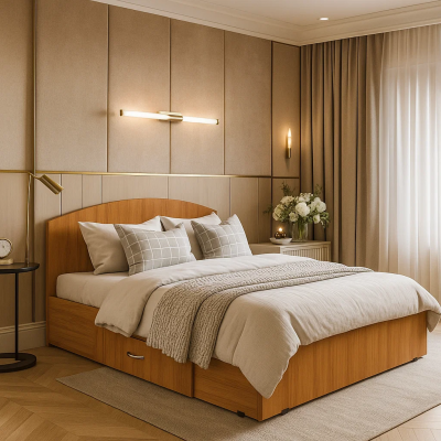 Pat cu sertar Clasic - Cires - 90x200 cm