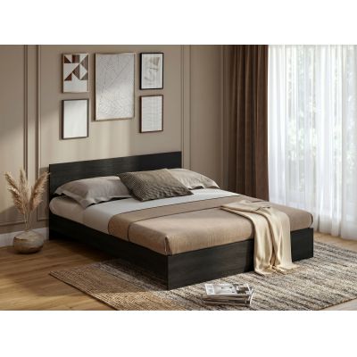 Pat fix Promo, 160x200 cm, Lemn negru