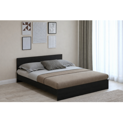 Pat fix Promo, 160x200 cm, Lemn negru