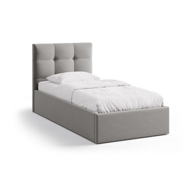 Pat gri tapițat cu spațiu de depozitare cu somieră 90x200 cm Phaedra – Micadoni