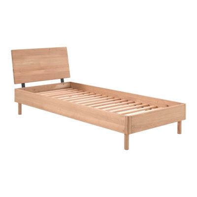 Pat în culoare naturală din lemn de stejar cu somieră 90x200 cm Forrest – Vipack