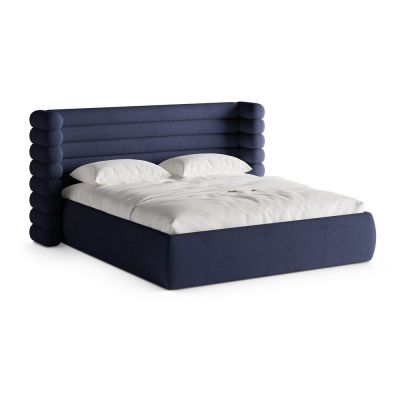 Pat matrimonial albastru tapiÈu009Bat cu spaÈu009Biu de depozitare cu somierÄ180x200 cm Mount âu0080Micadoni