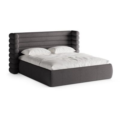 Pat matrimonial gri Ã®nchis tapiÈu009Bat cu spaÈu009Biu de depozitare cu somierÄ200x200 cm Mount âu0080Micadoni