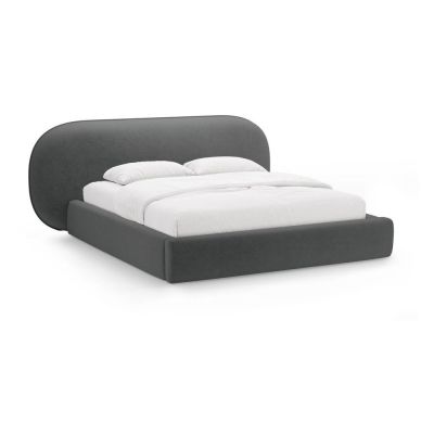 Pat matrimonial gri Ã®nchis tapiÈu009Bat cu spaÈu009Biu de depozitare cu somierÄ200x200 cm Ovalo âu0080Micadoni