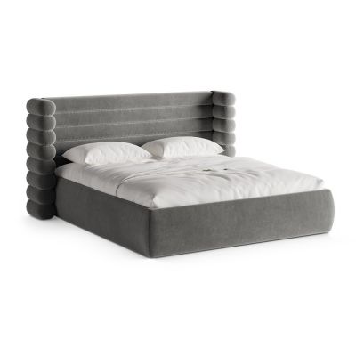 Pat matrimonial gri tapiÈu009Bat cu spaÈu009Biu de depozitare cu somierÄ180x200 cm Mount âu0080Micadoni