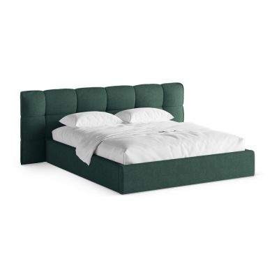 Pat matrimonial verde Ã®nchis tapiÈu009Bat cu spaÈu009Biu de depozitare cu somierÄ200x200 cm Eric âu0080Micadoni