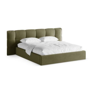 Pat matrimonial verde tapiÈu009Bat cu spaÈu009Biu de depozitare cu somierÄ200x200 cm Eric âu0080Micadoni
