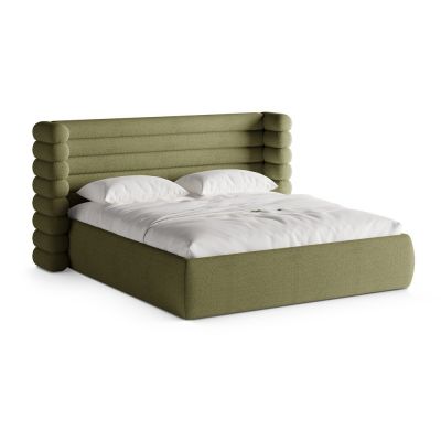 Pat matrimonial verde tapiÈu009Bat cu spaÈu009Biu de depozitare cu somierÄ200x200 cm Mount âu0080Micadoni