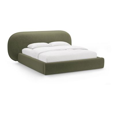 Pat matrimonial verde tapiÈu009Bat cu spaÈu009Biu de depozitare cu somierÄ200x200 cm Ovalo âu0080Micadoni