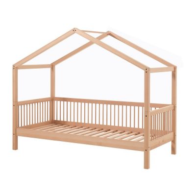 Pat pentru copii Ã®n culoare naturalÄde tip casÄdin lemn de fag cu somierÄ90x200 cm Forrest âVipack