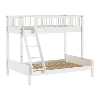 Pat pentru copii alb supraetajat din lemn de fag cu somieră 140x200/90x200 cm Forrest – Vipack