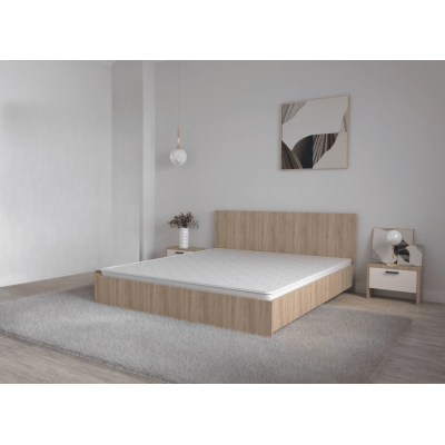 Pat Promo 160x200 cm + Saltea Gold + 2 Noptiere, Sonoma