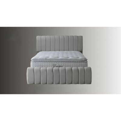 Pat tapițat cu Saltea Gratis, Boss 160x200 cm crem cu somieră rabatabilă, ladă depozitare